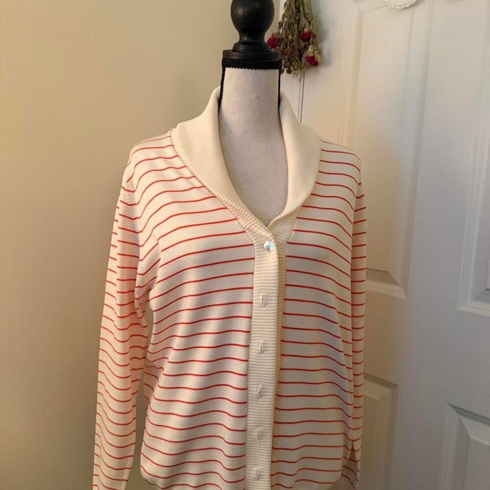 Talbots Women's Cream and White Cardigan
